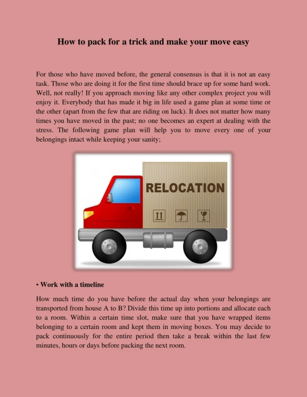 how to pack for a trick and make your move easy