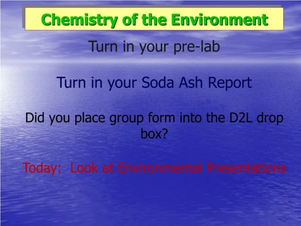 Chemistry of the Environment