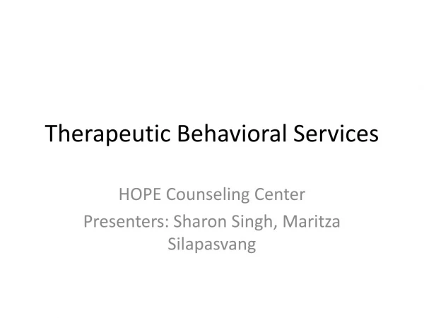Therapeutic Behavioral Services