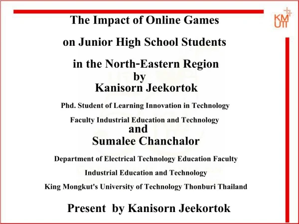 The Impact of Online Games on Junior High School Students in the North-Eastern Region