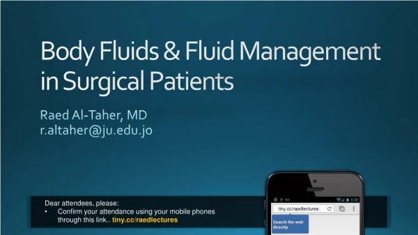 Body Fluids &amp; Fluid Management in Surgical Patients