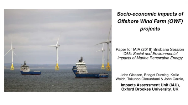 Socio-economic impacts of Offshore Wind Farm (OWF) projects