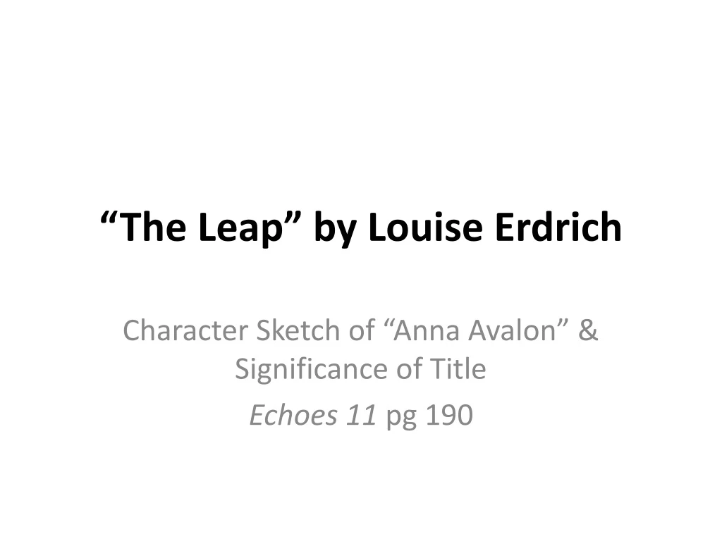 the leap by louise erdrich