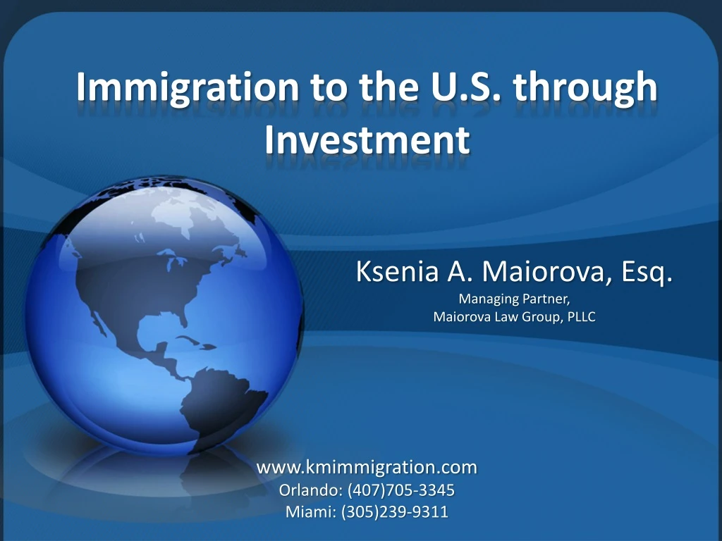 immigration to the u s through investment