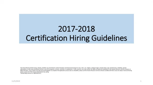 2017-2018 Certification Hiring Guidelines