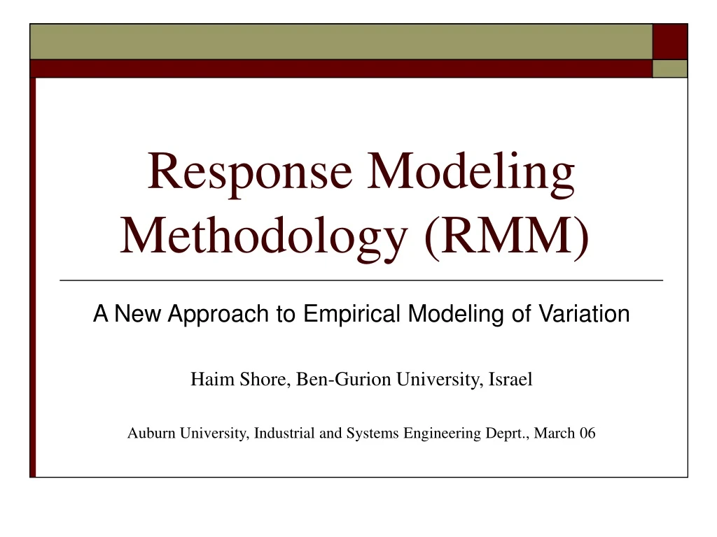 response modeling methodology rmm