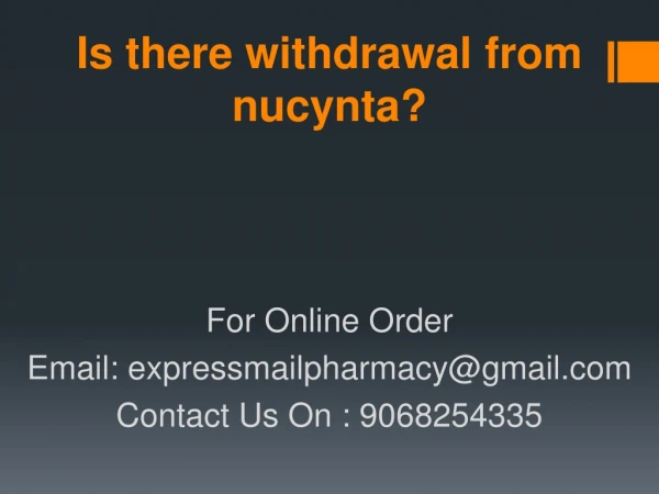 is there withdrawal from nucynta