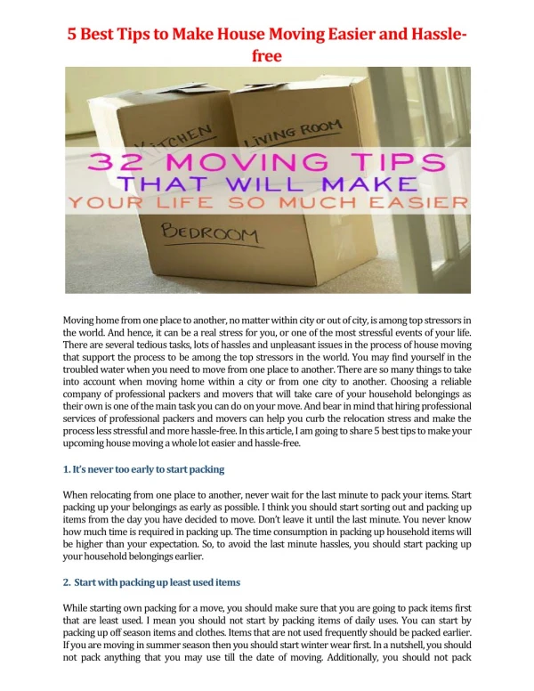 5 best tips to make house moving easier