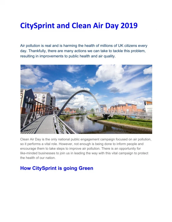 CitySprint and Clean Air Day 2019