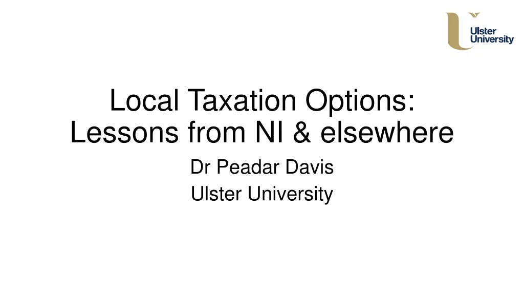 local taxation options lessons from ni elsewhere