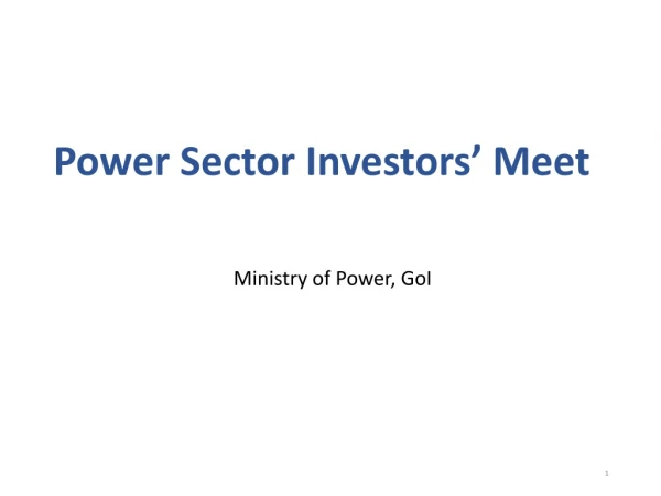 Power Sector Investors’ Meet