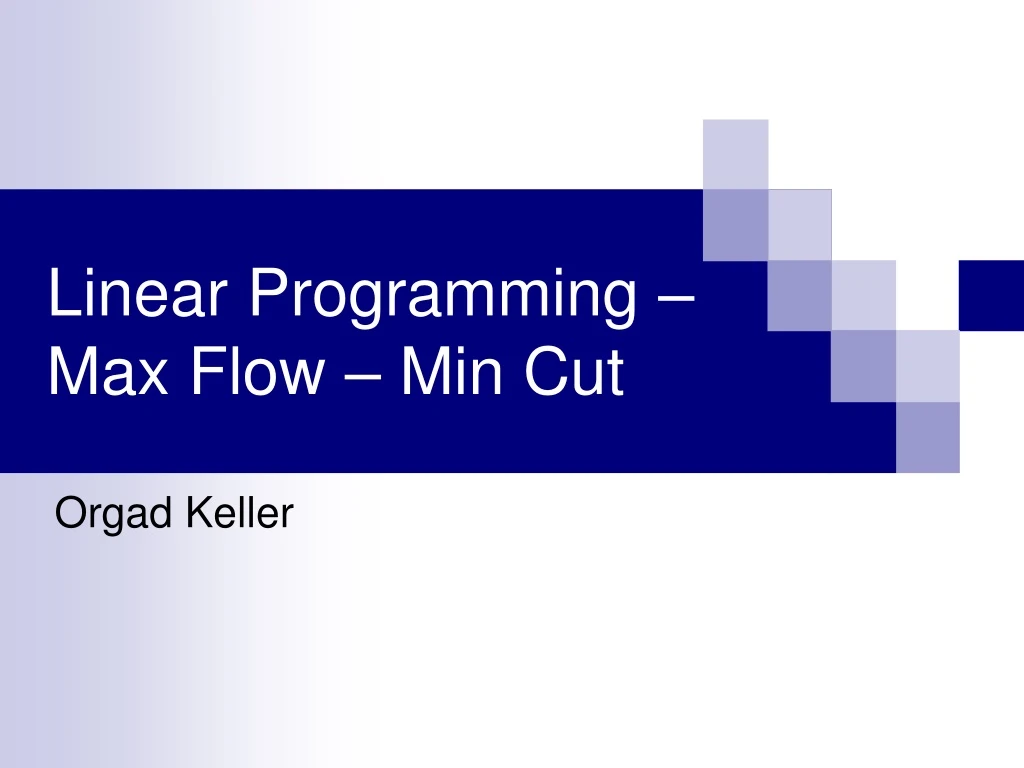 linear programming max flow min cut