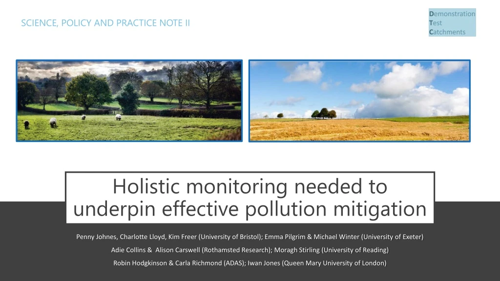 holistic monitoring needed to underpin effective pollution mitigation