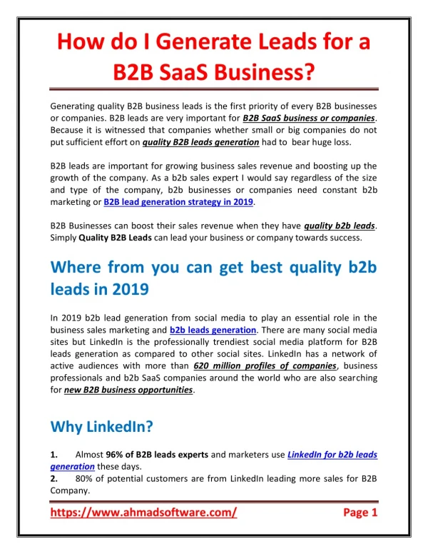 how do i generate leads for a b2b saas business