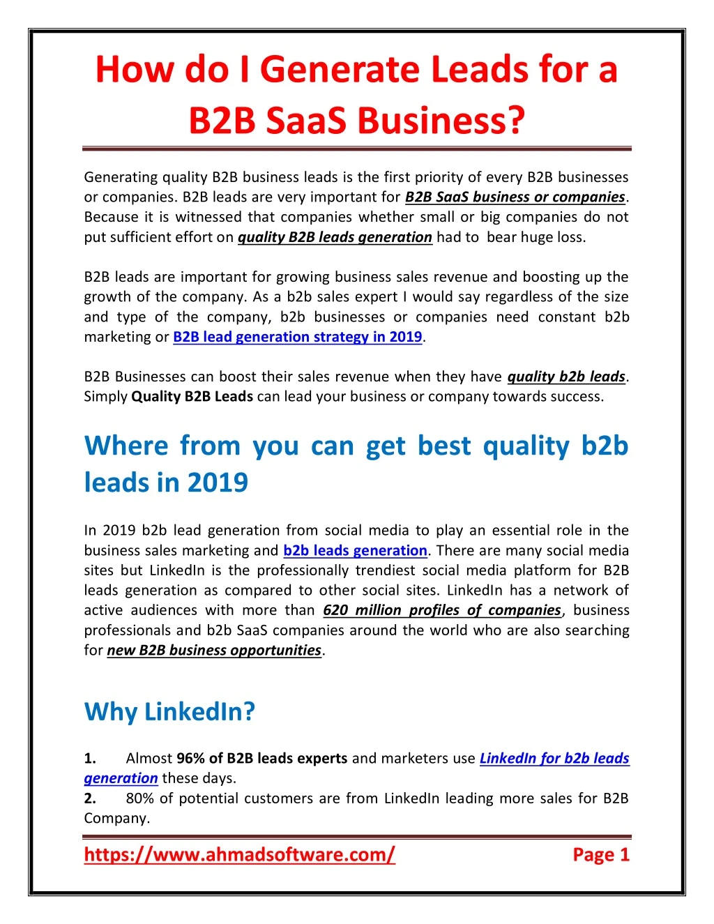 how do i generate leads for a b2b saas business