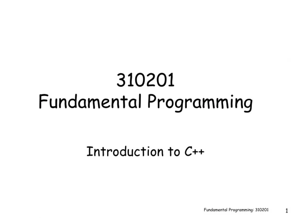 310201 Fundamental Programming