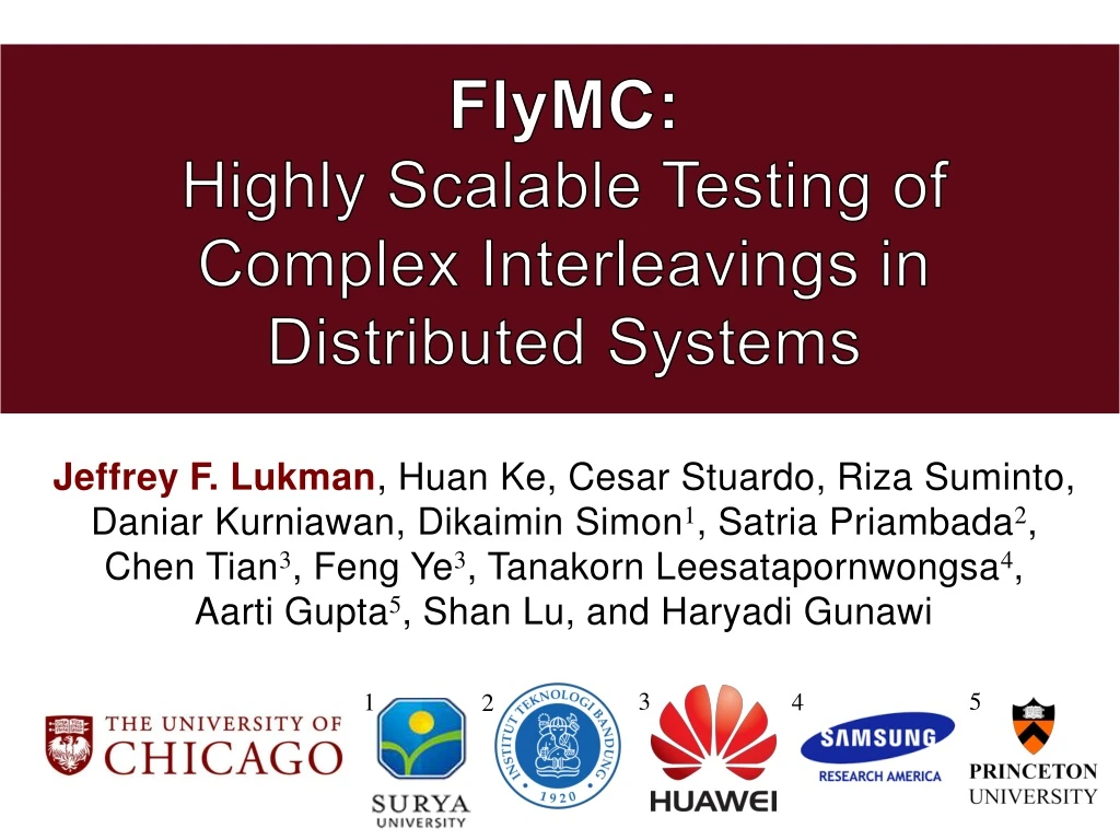 flymc highly scalable testing of complex interleavings in distributed systems
