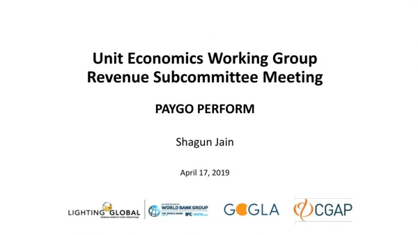Unit Economics Working Group Revenue Subcommittee Meeting