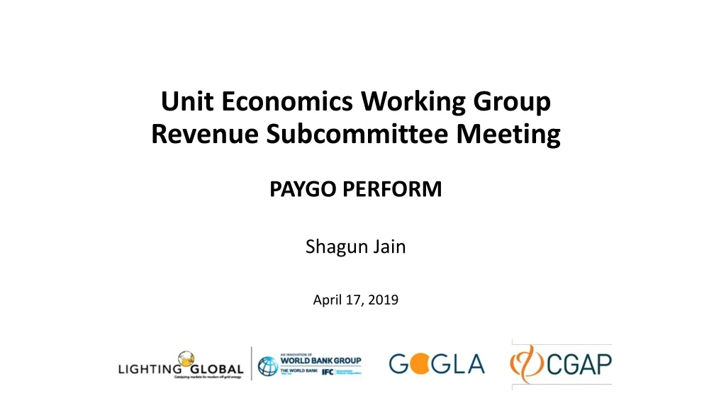 unit economics working group revenue subcommittee meeting