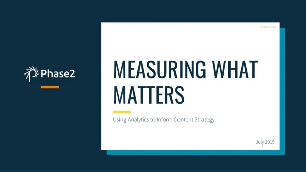 MEASURING WHAT MATTERS