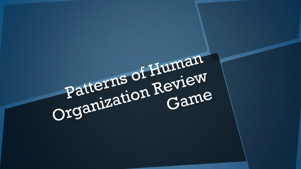 patterns of human organization revie w game