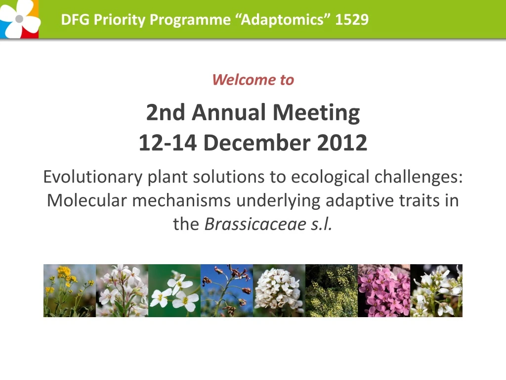dfg priority programme adaptomics 1529