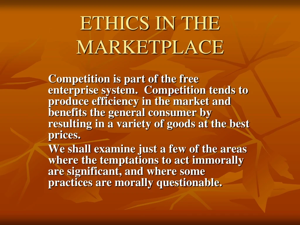 ethics in the marketplace