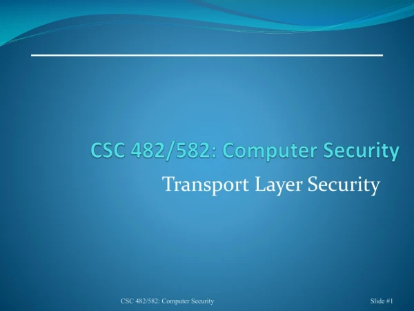 CSC 482/582: Computer Security