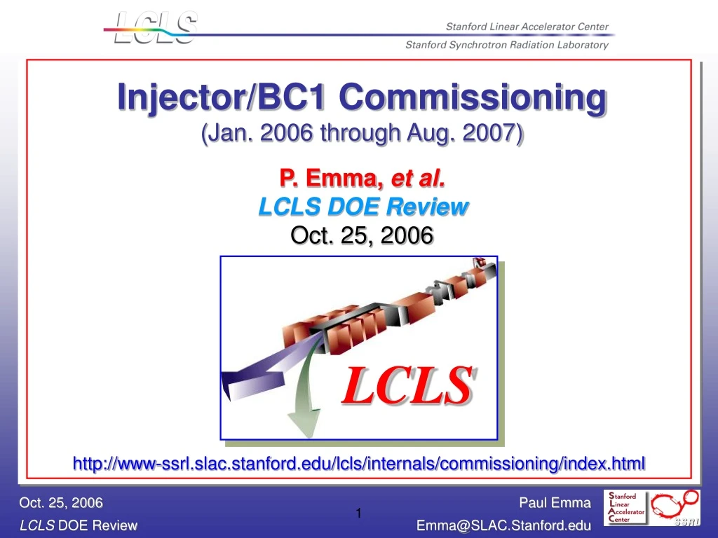 injector bc1 commissioning jan 2006 through