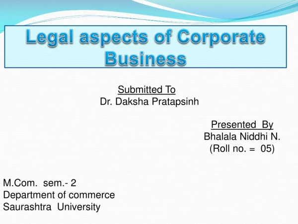 Submitted To Dr. Daksha Pratapsinh