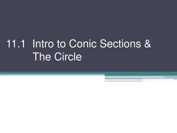 11.1 Intro to Conic Sections &amp; The Circle