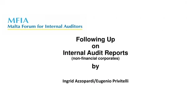Following Up on Internal Audit Reports (non-financial corporates)
