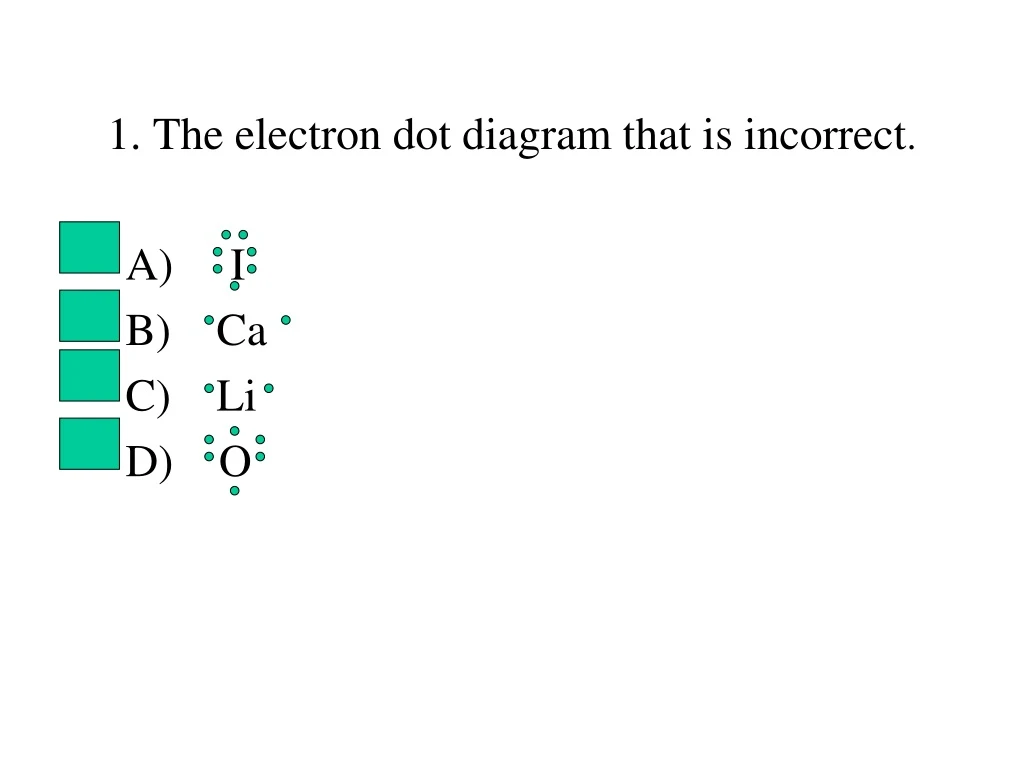 1 the electron dot diagram that is incorrect