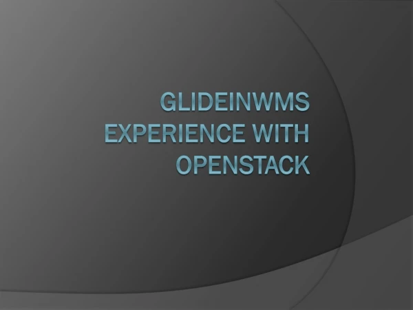 glideinWMS experience with OpenStack