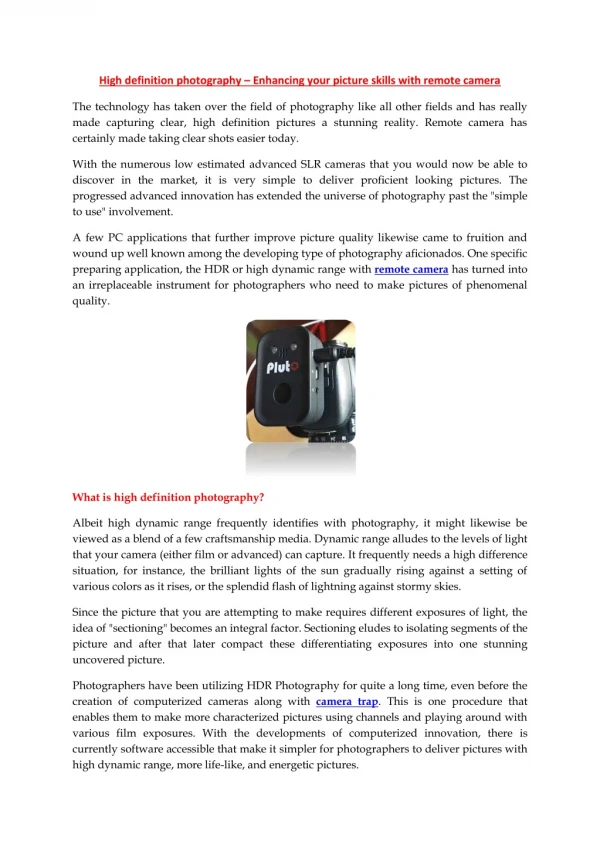 high definition photography enhancing your