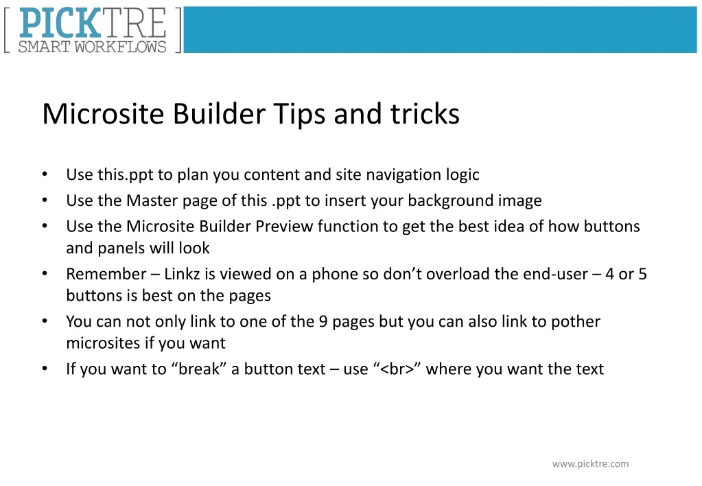 microsite builder tips and tricks