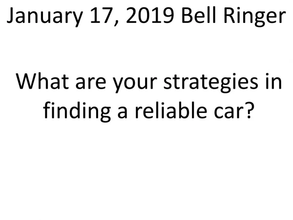January 17, 2019 Bell Ringer