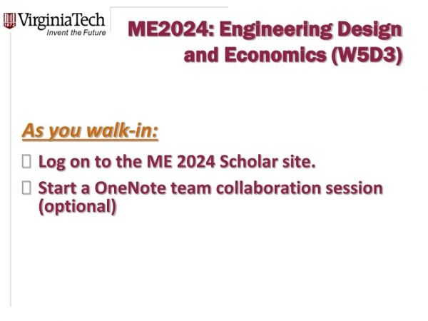 ME2024: Engineering Design and Economics (W5D3)