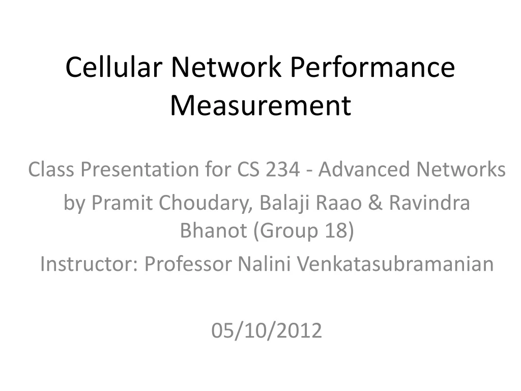 cellular network performance measurement