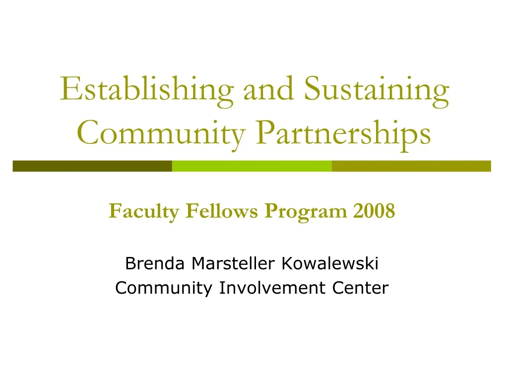 establishing and sustaining community partnerships