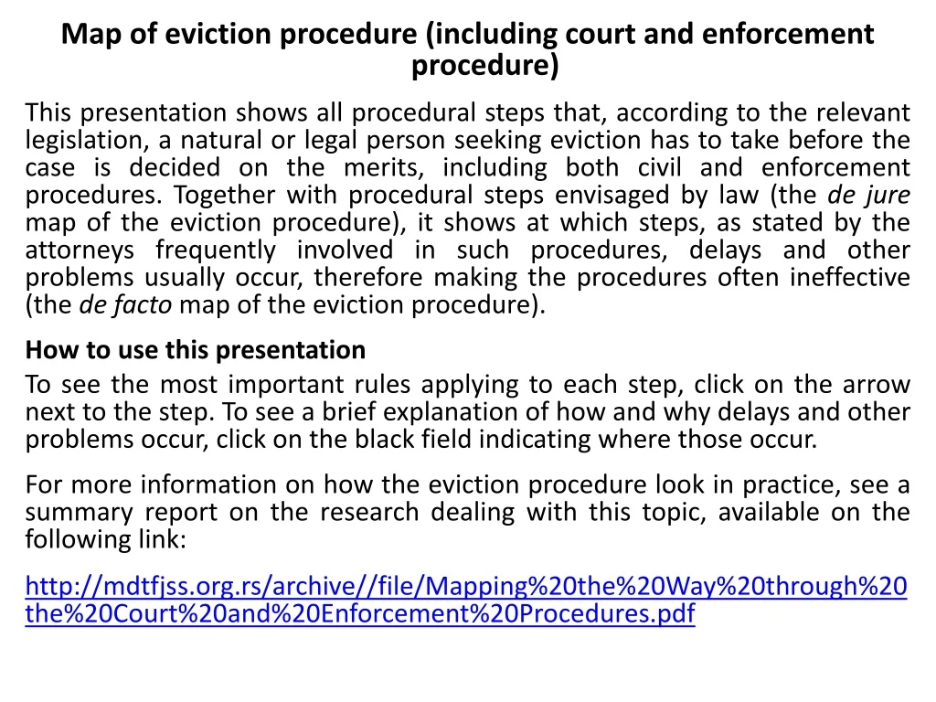 map of eviction procedure including court
