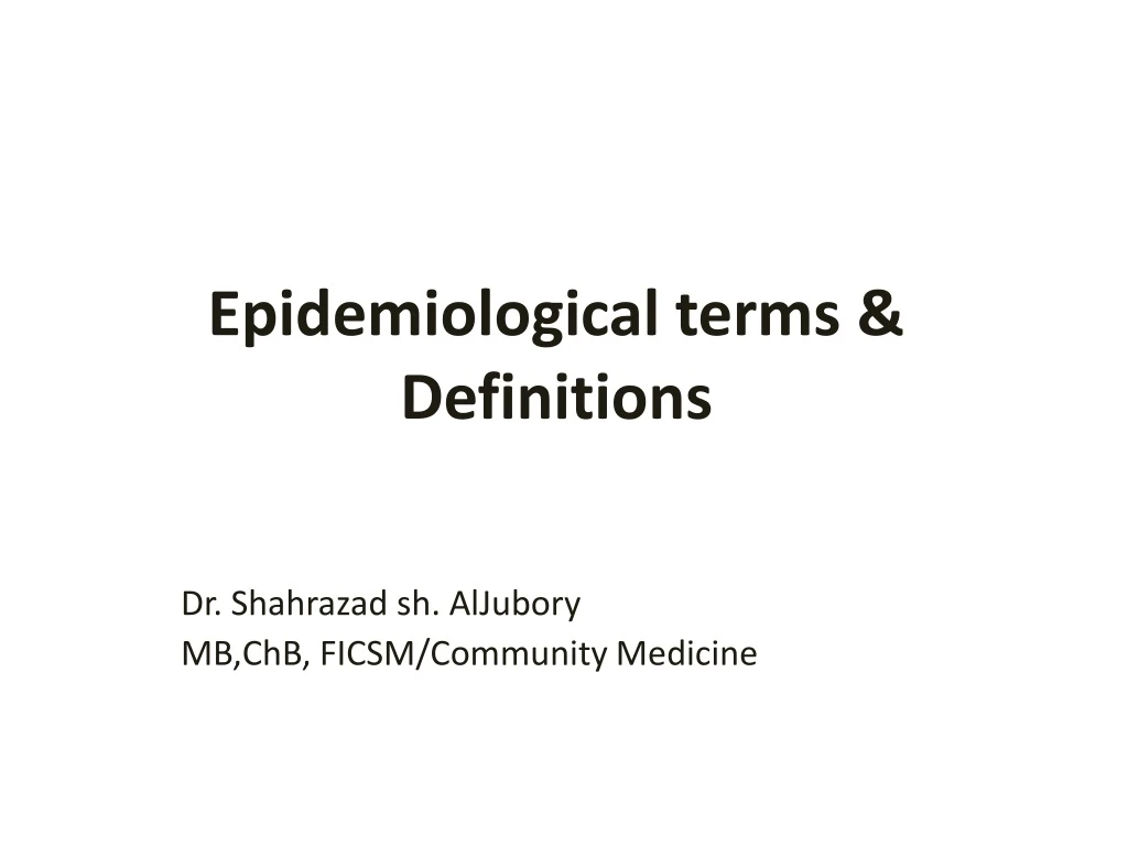 epidemiological terms definitions