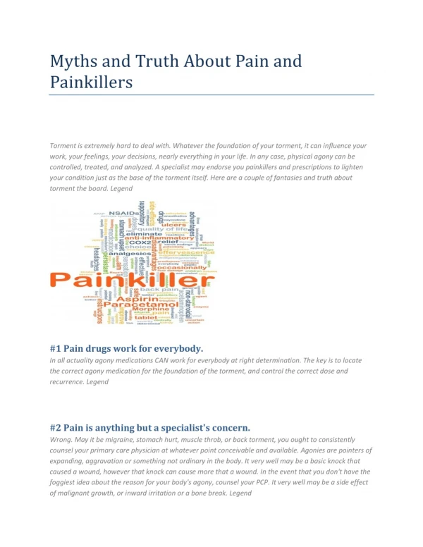 Myths and Truth About Pain and Painkillers