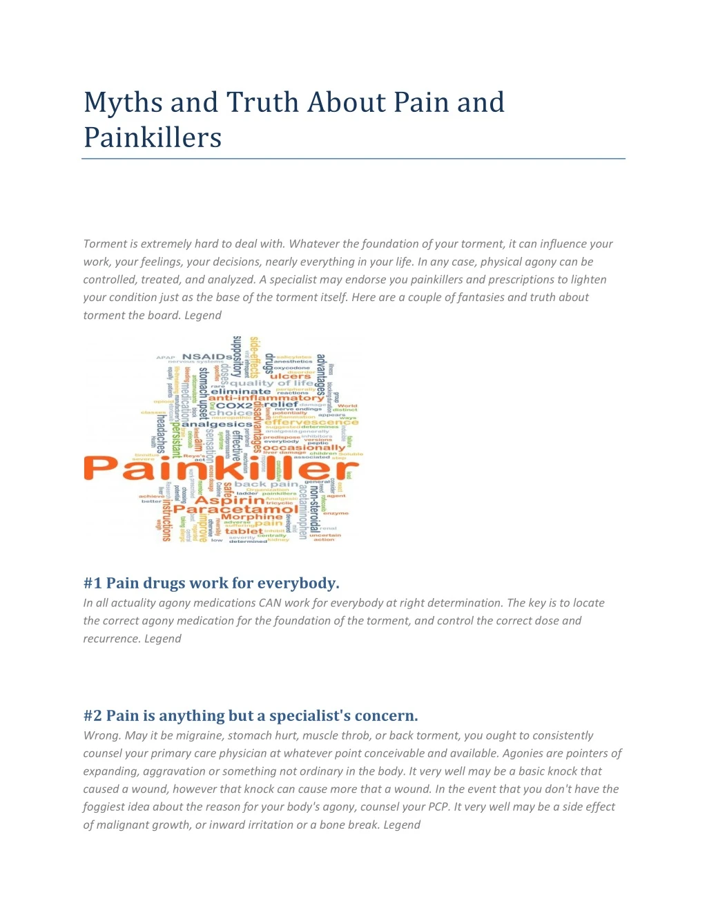 myths and truth about pain and painkillers