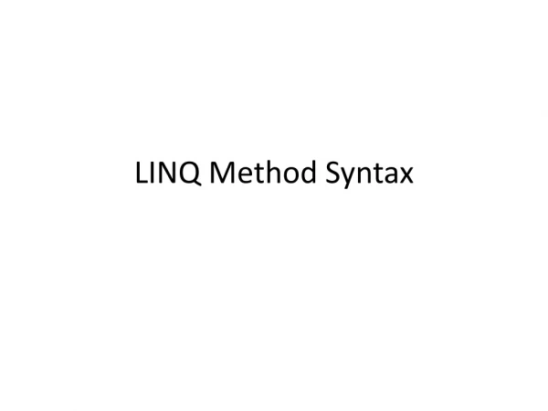 LINQ Method Syntax
