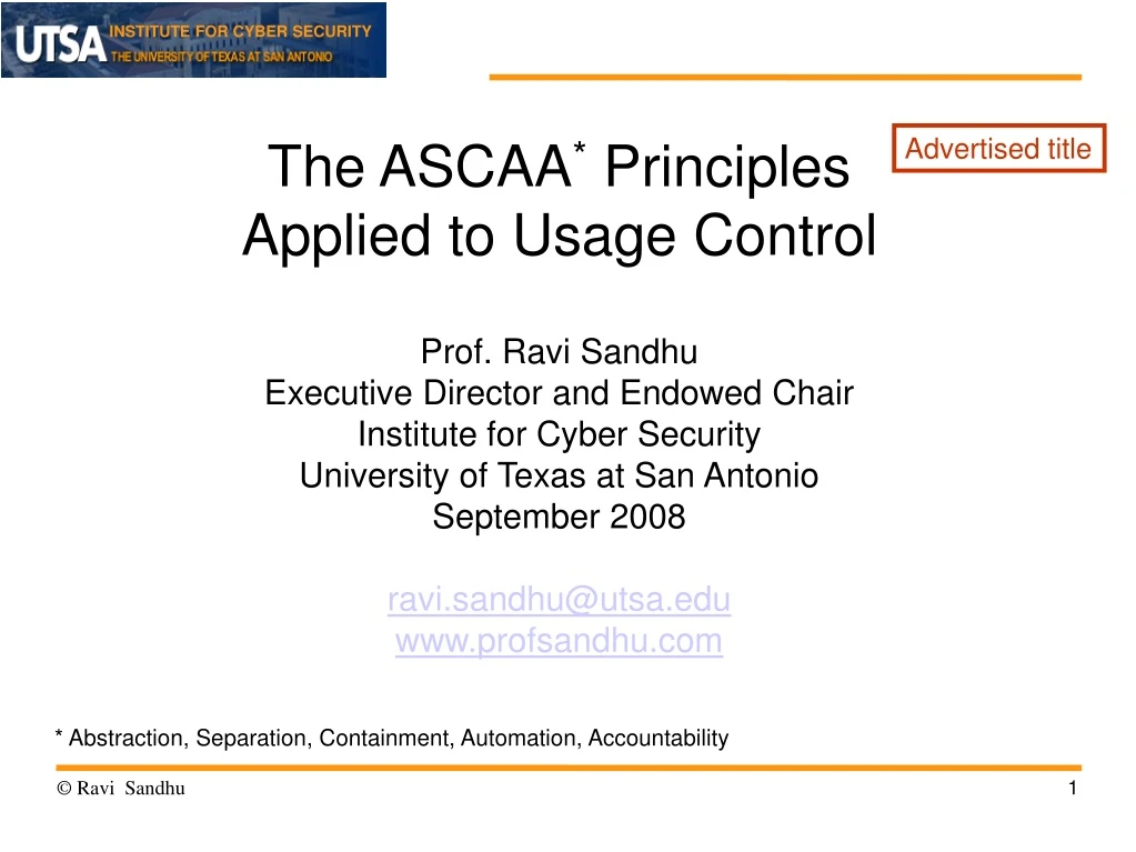the ascaa principles applied to usage control