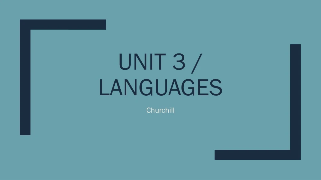 unit 3 languages