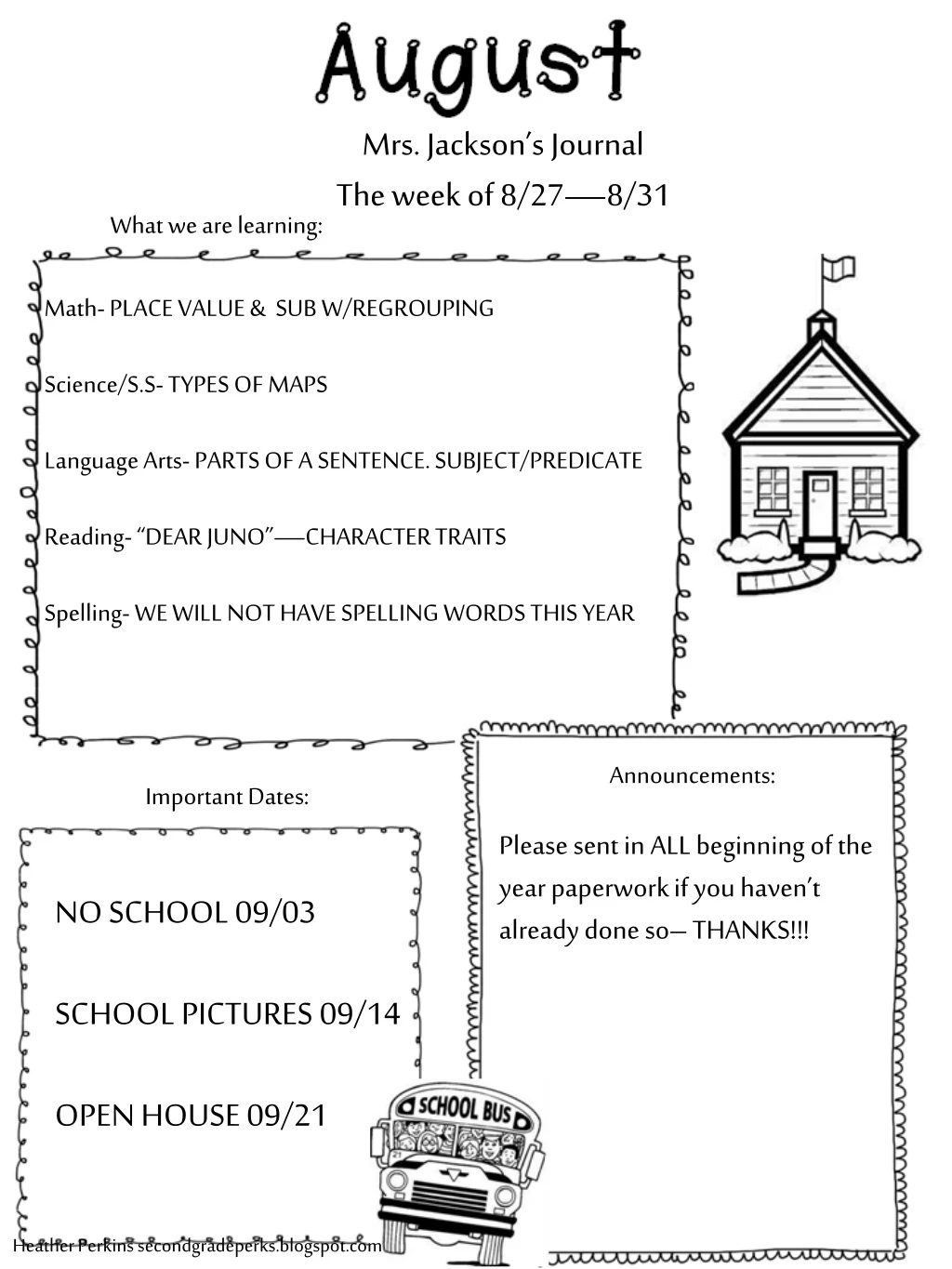 mrs jackson s journal the week of 8 27 8 31