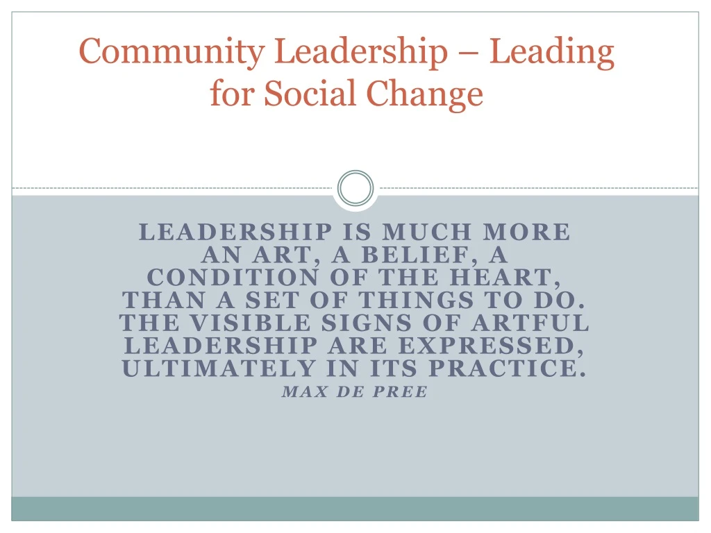 community leadership leading for social change