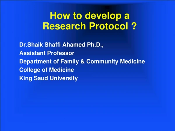 How to develop a Research Protocol ?